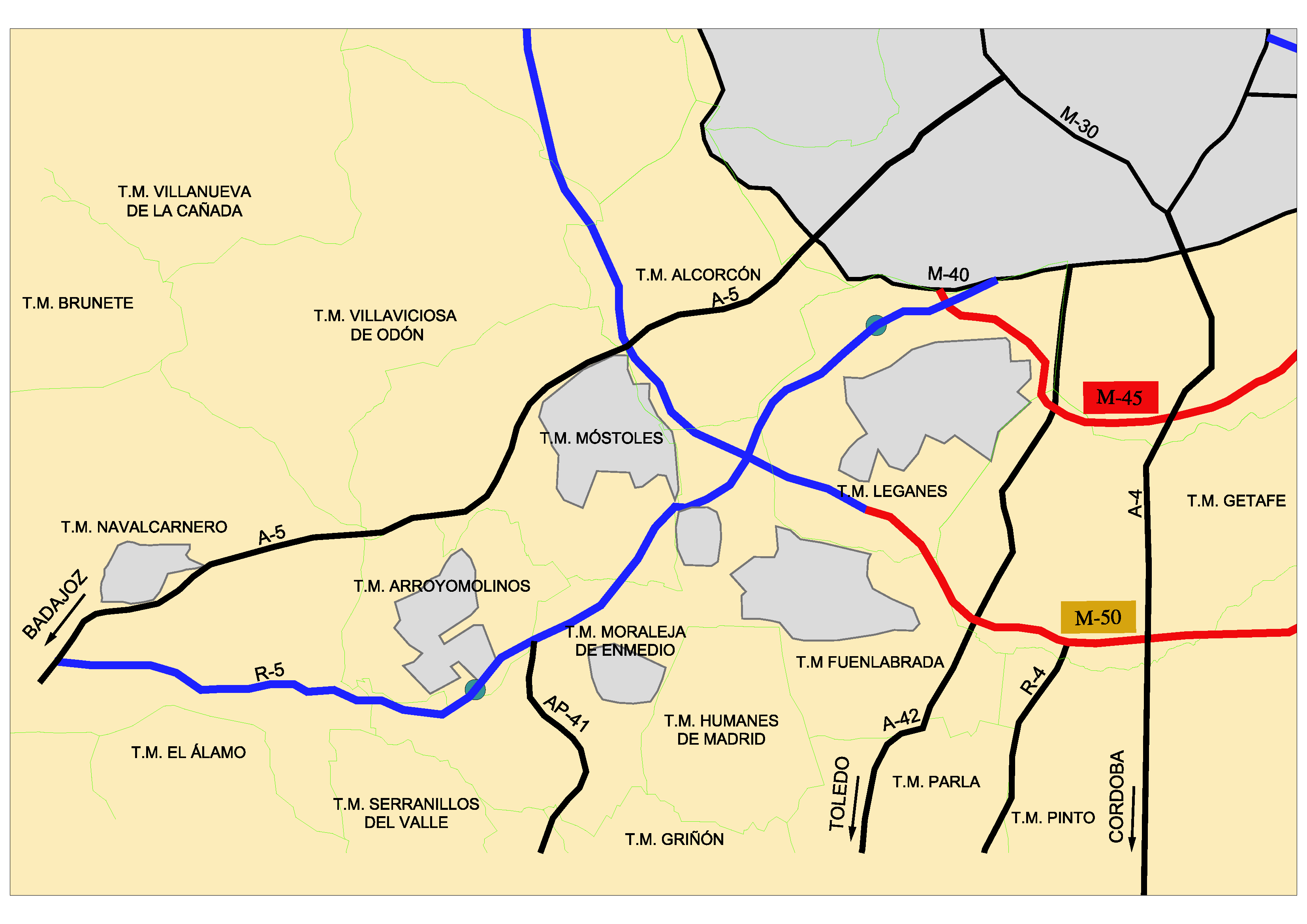 Mapa autopista R-5